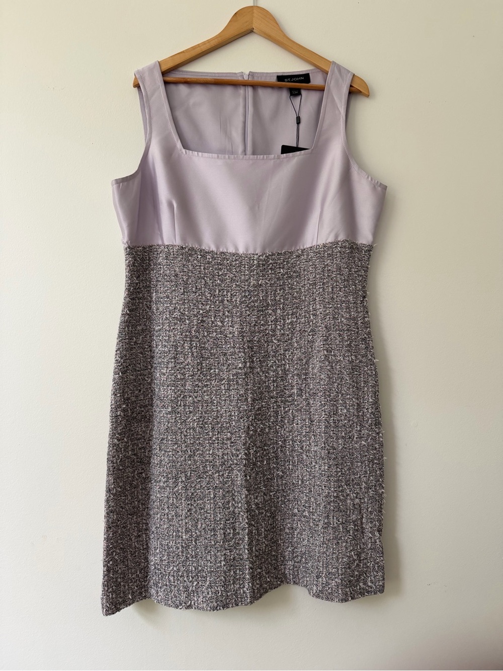 St. John Wool Silk Blend Dress Lilac Tweed Classic Career Luxury Office